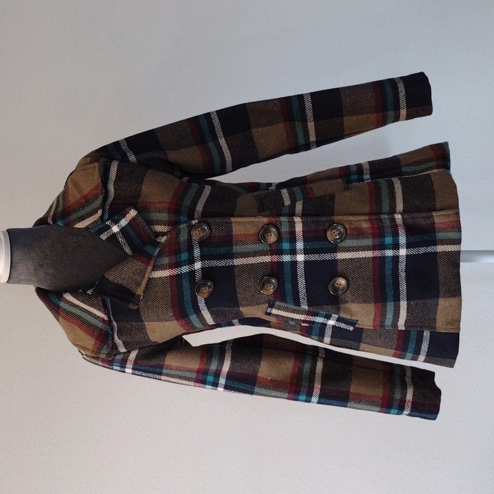 Me Jane Women's Plaid Peacoat Multi Color, Size XS - Picture 9 of 15